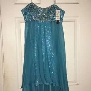 Blue Cutout High-Low Prom / Evening Dress
